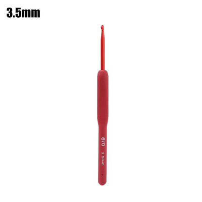 Raudona nėrimo adata Megzti nėrimo kabliukai Silikoninė rankena Mezgimo adata Matinio aliuminio kabliuko galvutės adata Mezgimo siuvimo įrankiai