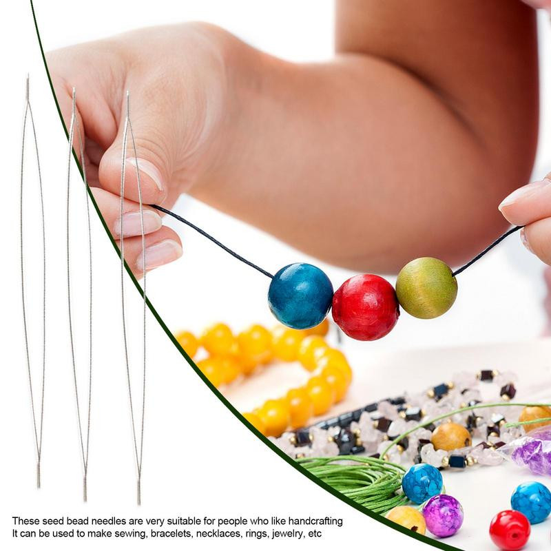 Lielas acu pērļošanas adatas Pērlīšu vītne rotaslietu izgatavošanai garu taisnu pērlīšu izšūšanas adatas ar adatu pudeles vītni