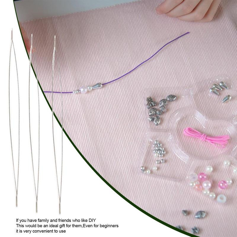 Lielas acu pērļošanas adatas Pērlīšu vītne rotaslietu izgatavošanai garu taisnu pērlīšu izšūšanas adatas ar adatu pudeles vītni