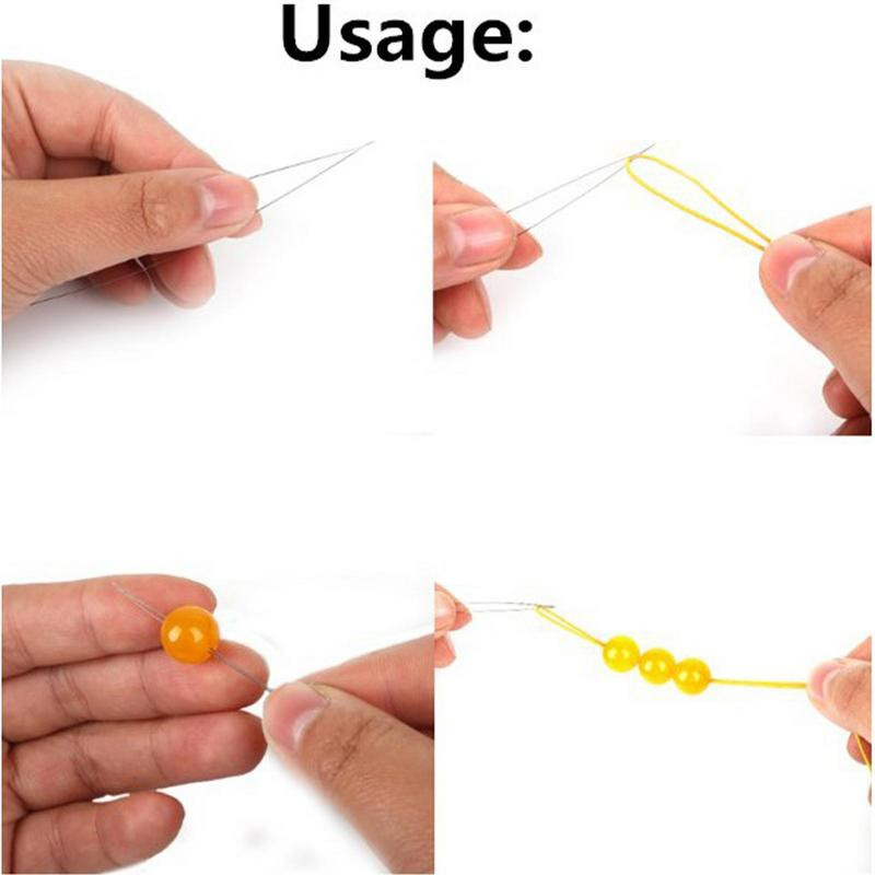 Lielas acu pērļošanas adatas Pērlīšu vītne rotaslietu izgatavošanai garu taisnu pērlīšu izšūšanas adatas ar adatu pudeles vītni