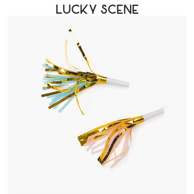 6Gb Glitter Metallic Fringed Noise Maker Mūzikas sitienu pušķi Mazs svilpiens dzimšanas dienas ballīšu pūtējiem rags S00224