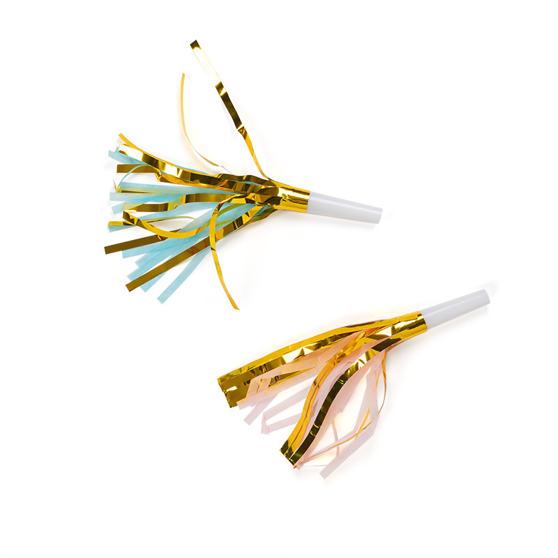 6Gb Glitter Metallic Fringed Noise Maker Mūzikas sitienu pušķi Mazs svilpiens dzimšanas dienas ballīšu pūtējiem rags S00224