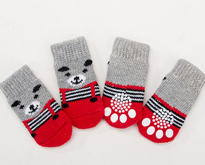 Kojinės naminiams gyvūnėliams neslystančios šuniuko kojinės mažos šunų pėdutės užvalkalas meškiukas pudelis medvilninės kojinės 4 pakeliai kojinės šunims naminių gyvūnėlių kojinės šunų aksesuarai