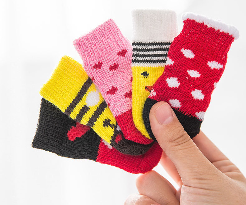 Kojinės naminiams gyvūnėliams neslystančios šuniuko kojinės mažos šunų pėdutės užvalkalas meškiukas pudelis medvilninės kojinės 4 pakeliai kojinės šunims naminių gyvūnėlių kojinės šunų aksesuarai