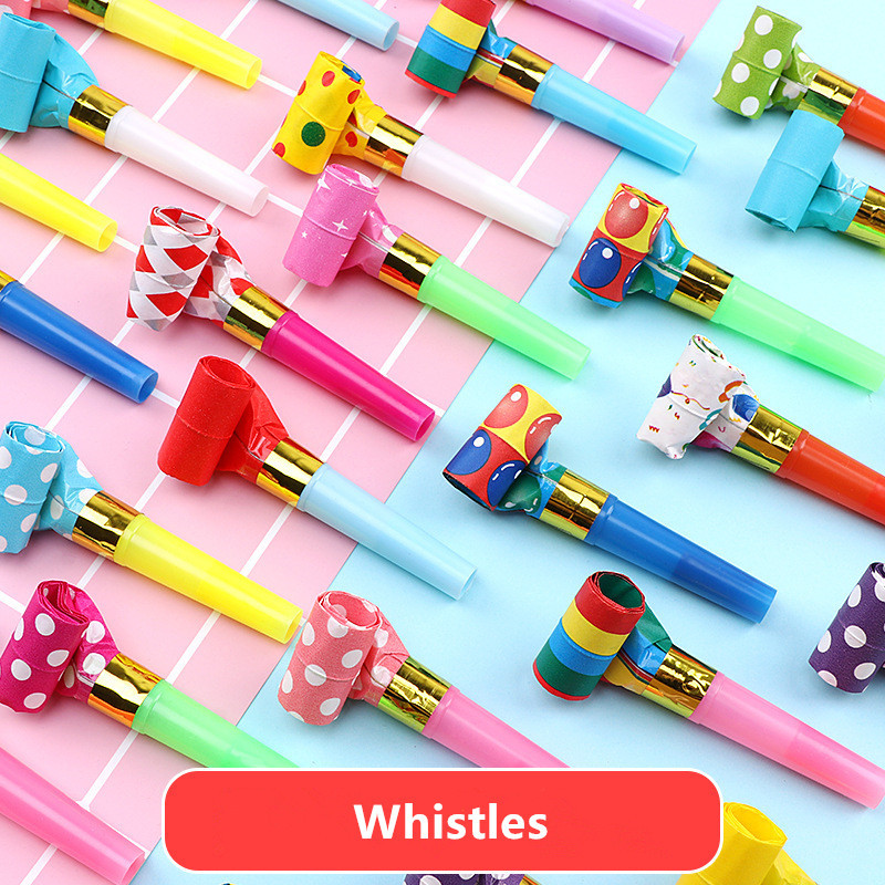 10 gab./komplekts Daudzkrāsains ballītes svilpes, bērnu dzimšanas dienas ballītes, dekorācijas piederumi, trokšņu veidotāji, rotaļlietas, somas Pinata