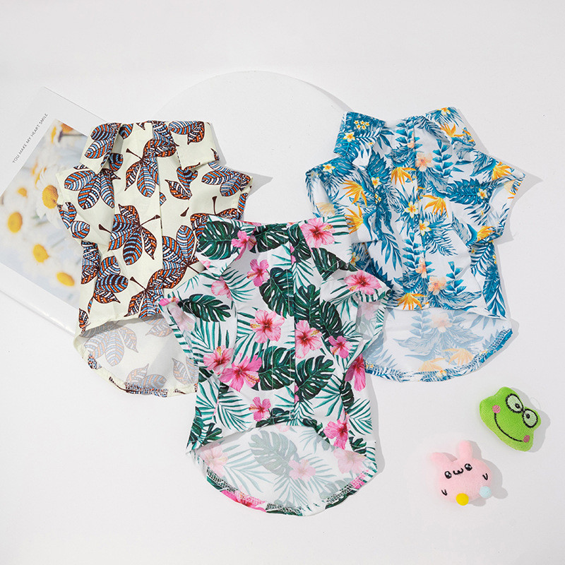 Vasariniai šunų drabužiai Havajų stiliaus šunų marškinėliai trumpomis rankovėmis naminių gyvūnėlių drabužiai V kaklo šuniuko drabužiai mažiems ir vidutiniams šunims Naminių gyvūnėlių drabužiai