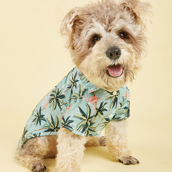 Летни дрехи за домашни кучета Плажни тениски в хавайски стил с щампи на листа за кученце Малка голяма котка Куче Чихуахуа Костюм Дрехи за домашни любимци