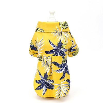 Vasaras mājdzīvnieku suņu apģērbi Havajiešu stila lapu apdrukas pludmales krekli kucēnam, mazam lielam kaķim, čivavas kostīmam, mājdzīvnieku apģērbs