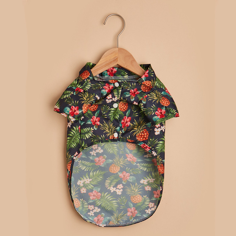 Vasaras mājdzīvnieku suņu apģērbi Havajiešu stila lapu apdrukas pludmales krekli kucēnam, mazam lielam kaķim, čivavas kostīmam, mājdzīvnieku apģērbs