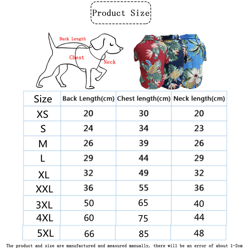 Vasaras mājdzīvnieku suņu apģērbi Havajiešu stila lapu apdrukas pludmales krekli kucēnam, mazam lielam kaķim, čivavas kostīmam, mājdzīvnieku apģērbs