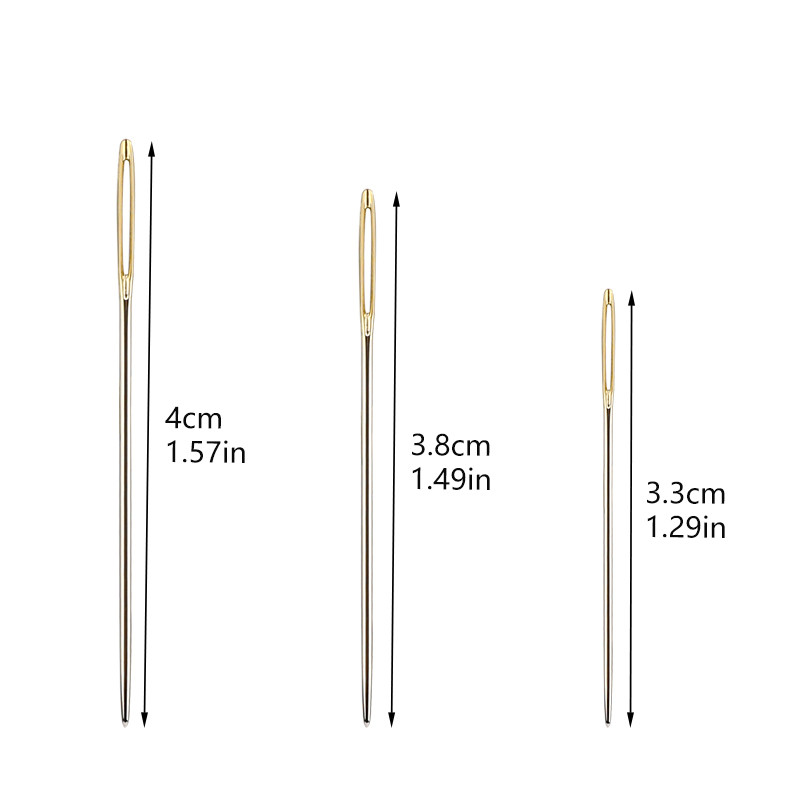 MIUSIE plānās izšūšanas adatas no nerūsējošā tērauda lielām acs šūšanas adatas krustdūriena adatas mājas šūšanas rīku komplekts