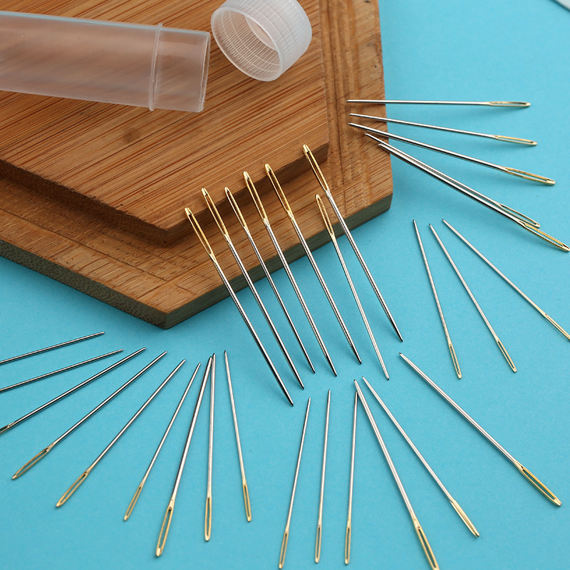 MIUSIE plānās izšūšanas adatas no nerūsējošā tērauda lielām acs šūšanas adatas krustdūriena adatas mājas šūšanas rīku komplekts