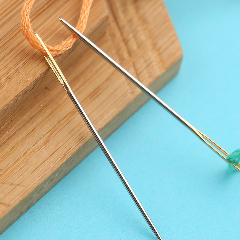 MIUSIE plānās izšūšanas adatas no nerūsējošā tērauda lielām acs šūšanas adatas krustdūriena adatas mājas šūšanas rīku komplekts