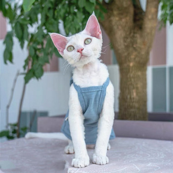Ρούχα για γάτες Sphynx Καλοκαιρινό πολυτελές γιλέκο για κατοικίδια βαμβακερό άτριχο γατάκι αμάνικο μπλουζάκι κουτάβι Μικρά σκυλιά Ρούχα για γάτες Σφίγγα