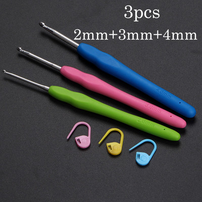 0,5-10,0 χιλιοστά Πλεκτό στο χέρι Βελονάκι σιλικόνης Πολύχρωμη λαβή Βελόνα πλεξίματος Εργονομικά Εργαλεία Ραπτικής Πλεκτής Αξεσουάρ