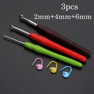 0,5-10,0 χιλιοστά Πλεκτό στο χέρι Βελονάκι σιλικόνης Πολύχρωμη λαβή Βελόνα πλεξίματος Εργονομικά Εργαλεία Ραπτικής Πλεκτής Αξεσουάρ