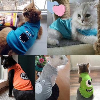 Ρούχα κατοικίδιων για γάτες για γάτες καλοκαιρινό γιλέκο μπλουζάκι Σκύλος γάτα Στολή για μικρά σκυλιά Γιλέκο κινουμένων σχεδίων για κουτάβι 35