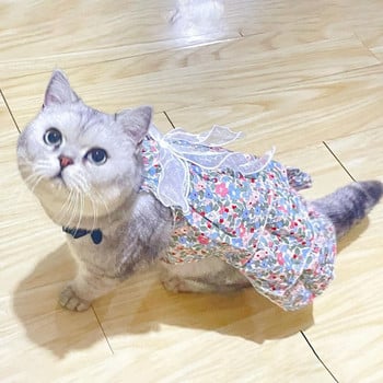 Φόρεμα για γάτα Βαμβακερό μοτίβο λουλουδιών Αμάνικη φούστα σκύλου με δύο πόδια που πλένεται εύκολα, ανθεκτικά στο σκίσιμο Ρούχα Princess Kitten