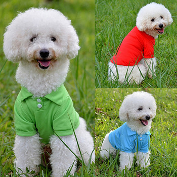 Candy Color Cute Pet Puppy Polo Collar Dog Shirt Малко куче Котка Дрехи за домашни любимци Модна жилетка за домашни любимци Дрехи Костюм Тениска Теди XS-XL