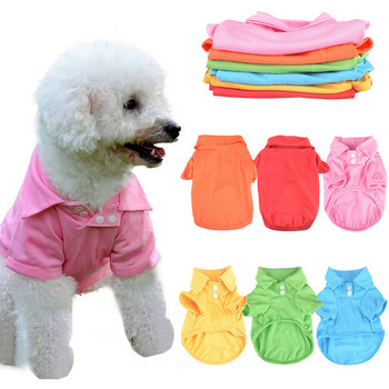 Candy Color Cute Pet Puppy Polo Collar Dog Shirt Малко куче Котка Дрехи за домашни любимци Модна жилетка за домашни любимци Дрехи Костюм Тениска Теди XS-XL
