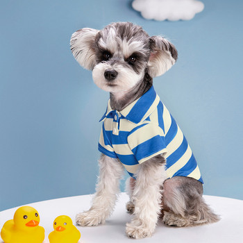 Дрехи за домашни кучета на райета Лятна готина тениска с поло за кучета Puppy Dog Pullover Риза за малки и средни кучета Облекло Чихуахуа Йоркшир