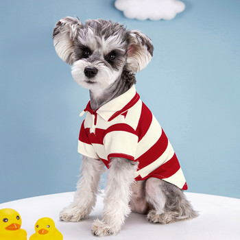 Дрехи за домашни кучета на райета Лятна готина тениска с поло за кучета Puppy Dog Pullover Риза за малки и средни кучета Облекло Чихуахуа Йоркшир
