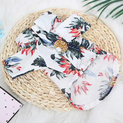 Vasaras kaķi Forši krekli mājdzīvniekiem Havaju pludmales apdruka Apģērbs Kaķēns Ceļojumi Svētku T-krekls ar ziediem Kitijas kucēna maza suņa kostīms