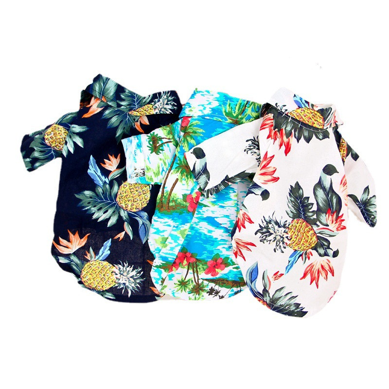 Vasaras kaķi Forši krekli mājdzīvniekiem Havaju pludmales apdruka Apģērbs Kaķēns Ceļojumi Svētku T-krekls ar ziediem Kitijas kucēna maza suņa kostīms