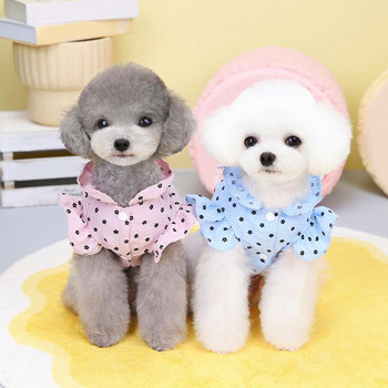 Γιλέκο καλοκαιρινά ρούχα Μπλουζάκι κατοικίδιων ζώων Stand γιακά βολάν μανίκι εντυπωσιακό βαμβακερό λουλουδάτο τύπωμα καθημερινά ρούχα για σκύλους