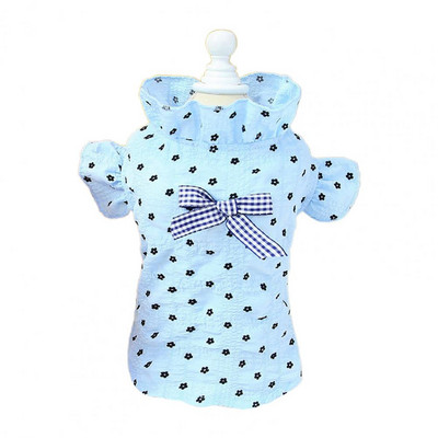 Mellény nyári ruhák kisállat póló állvány nyakörv fodros ujjú Szemet gyönyörködtető pamut virágmintás kisállat kutya mindennapi viselet