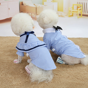 Τζέντλεμαν Ρούχα σκυλιών T-Shirt Φόρεμα για γάτα Νυφικό ριγέ πουκάμισο για μικρά σκυλιά Χριστουγεννιάτικη στολή για γάτες Παπιγιόν στολή για κατοικίδια
