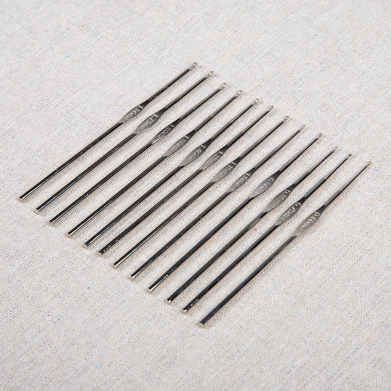 12 db rozsdamentes acél kötőtű 0,6 mm-1,9 mm, egyenes, egyhegyes horgolótű készletek 12 cm-es pulóvertűk kötéshez
