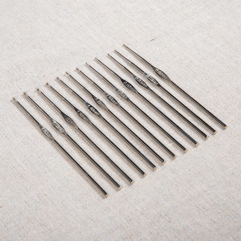 12 db rozsdamentes acél kötőtű 0,6 mm-1,9 mm, egyenes, egyhegyes horgolótű készletek 12 cm-es pulóvertűk kötéshez