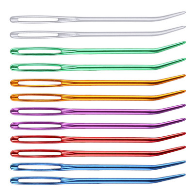 RORGETO 2Pcs/Set Multicolour Large Eye Curved Needle Sweater Stitching Needle Yarn Knitting Needles Weaving Needle Sewing Tool