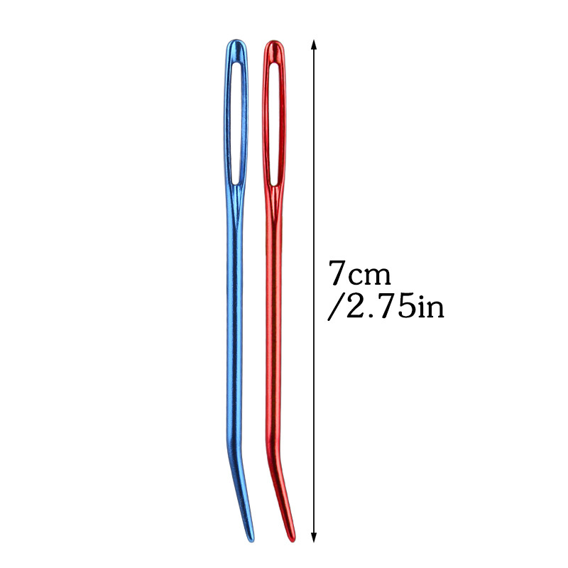 RORGETO 2tk/komplekt Mitmevärviline suursilm kaardus nõel kampsun õmblusnõel lõng kudumisvardad kudumisnõel õmblustööriist