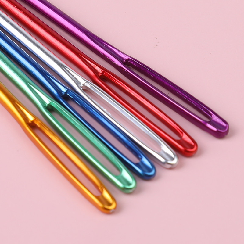 RORGETO 2tk/komplekt Mitmevärviline suursilm kaardus nõel kampsun õmblusnõel lõng kudumisvardad kudumisnõel õmblustööriist