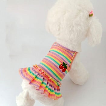 Ρούχα για σκύλους για κουτάβι Μπλουζάκι με φανελάκι για κουτάβι Χαριτωμένο ανοιξιάτικο φόρεμα με φούστα για κατοικίδια Ρούπας για το κάτω μέρος πουκάμισο Στολή για σκύλο Ρούχα για κουτάβι