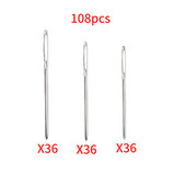 Pakuotėje 108 siuvimo adatos Poliruotas paviršius Įvairių dydžių siuvinėjimo adata