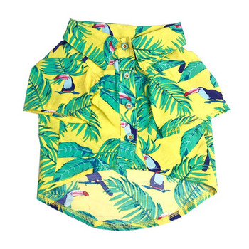 Pet Summer Beach Flower Shirt For Cat Dog Clothes Puppy Гащеризон Тънък Къс Ръкав Coconut Tree Print Аксесоари за дрехи