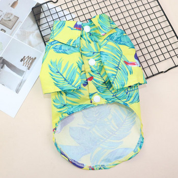 Pet Summer Beach Flower πουκάμισο για ρούχα για σκύλους γάτας Φόρμες για κουτάβι Λεπτό κοντό μανίκι στάμπα από δέντρο καρύδας Αξεσουάρ ρούχων