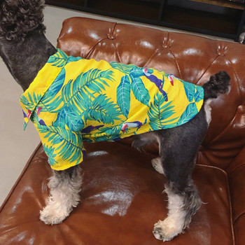 Pet Summer Beach Flower Shirt For Cat Dog Clothes Puppy Гащеризон Тънък Къс Ръкав Coconut Tree Print Аксесоари за дрехи
