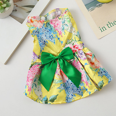 Vasaras puķu bantītes svārki Suņu kleita maziem suņiem Bowknot Hawaii pludmales kleita Čivavas apģērbi Kucēnu kaķu tērpi ropa para