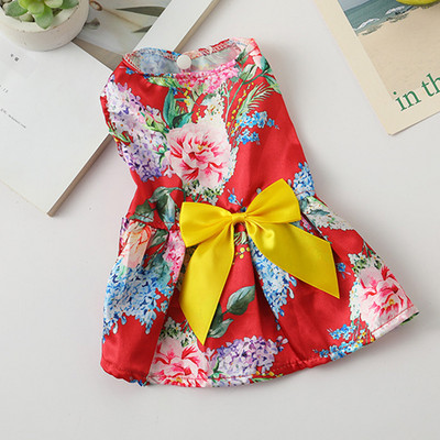 Vasaras puķu bantītes svārki Suņu kleita maziem suņiem Bowknot Hawaii pludmales kleita Čivavas apģērbi Kucēnu kaķu tērpi ropa para