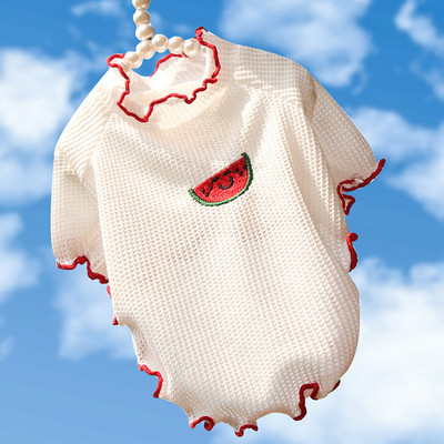 Sēnīte krokains apakšas krekls Pavasara vasara un rudens piederumi Divu kāju apģērbi Teddy Bichon Augļi Suns Kaķis Mājdzīvnieku Apģērbs Jauns