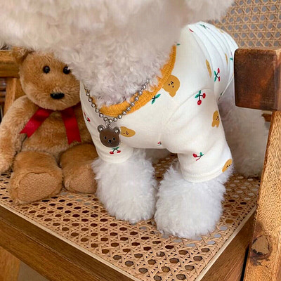 Pavasara vasara mājdzīvnieku apģērbs Kaķēns Kucēns Svītrains T-krekls Maza un vidēja izmēra suņu modes krekls Ērts Pulovers Jorkšīra