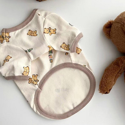 Pavasara vasara mājdzīvnieku apģērbs Kaķēns Kucēns Svītrains T-krekls Maza un vidēja izmēra suņu modes krekls Ērts Pulovers Jorkšīra