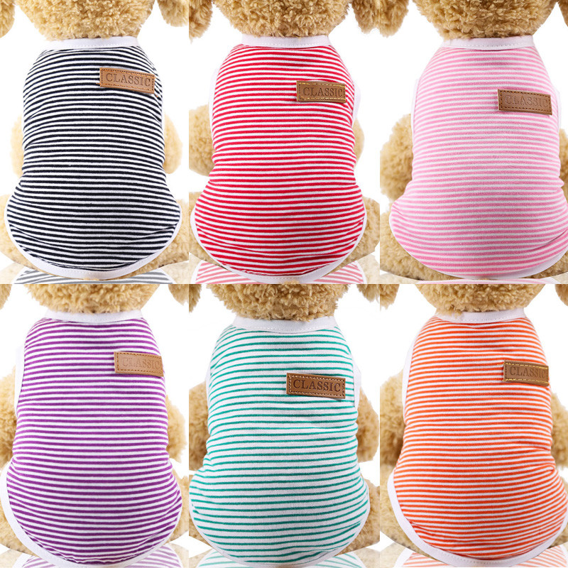 Vasaras kaķu apģērbi Kokvilnas svītraina veste Mājdzīvnieki Kaķi Suņu T krekls Apģērbs Kaķu Apģērbam Krekls Mājdzīvnieku Apģērbs Jauki Kaķēna Kucēna Kostīms