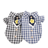 Zēnu, kaķu krekls, rūtains un kaklasaites dizains mājdzīvnieku kucēnu blūze Pavasara/vasaras apģērbi