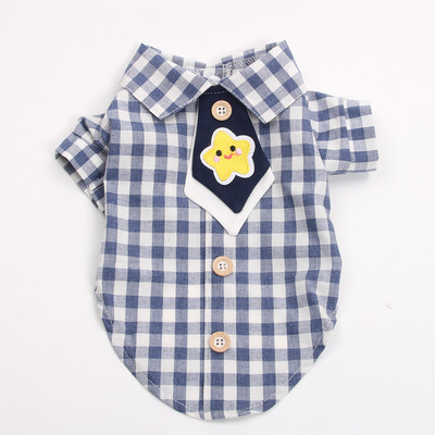 Zēnu, kaķu krekls, rūtains un kaklasaites dizains mājdzīvnieku kucēnu blūze Pavasara/vasaras apģērbi