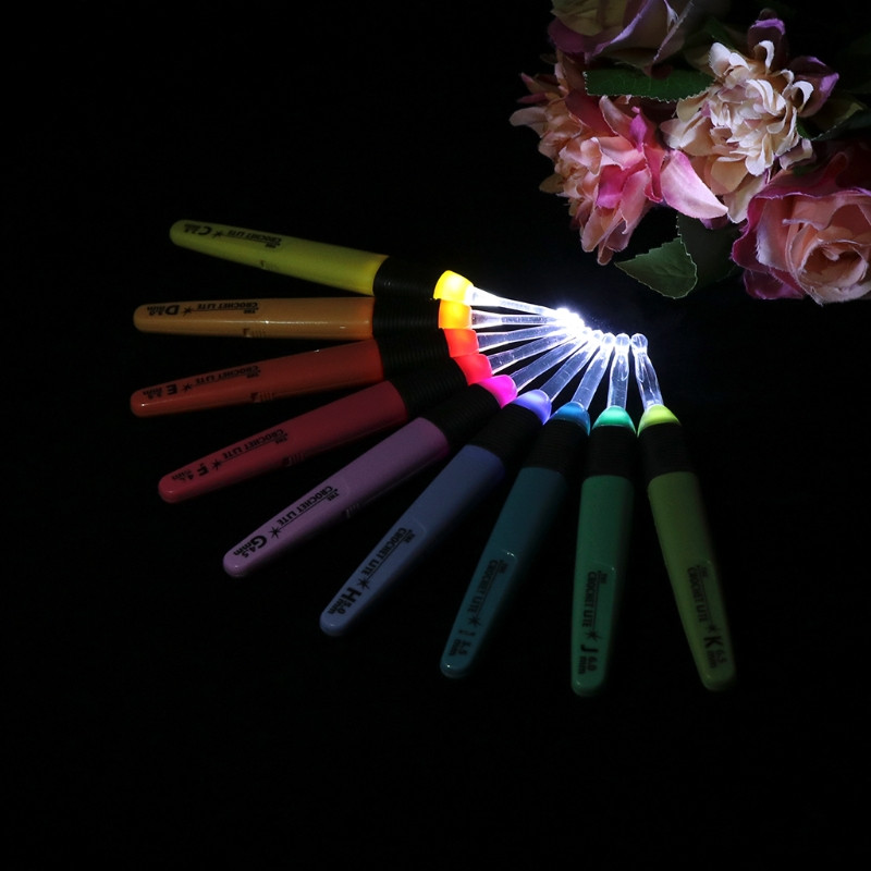 1 vnt LED šviesos nėrimo kabliukų rinkinys, šviesus mezgimo adatų pynimo siuvimo įrankis, skirtas 87HA